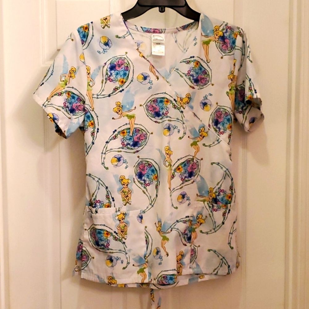 EUC Disney Tinkerbell Scrubs Top Size Small (worn once as a costume)